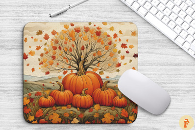 Fall Leaves And Pumpkin Bliss Mouse Pad