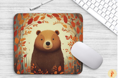 Cute Baby Bear With Autumn Foliage