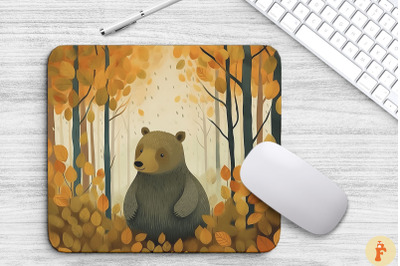 Cute Baby Bear With Autumn Foliage