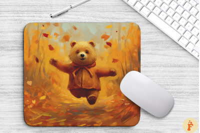 Cute Little Bear Jumping In Fall Scene