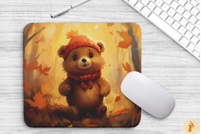 Cute Bear In Autumn Mouse Pad Design