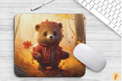 Cute Bear In Autumn Mouse Pad Design