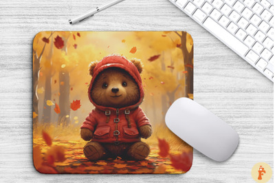 Cute Bear In Autumn Mouse Pad Design