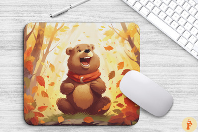 Happy Bear Laughing In Autumn Forest