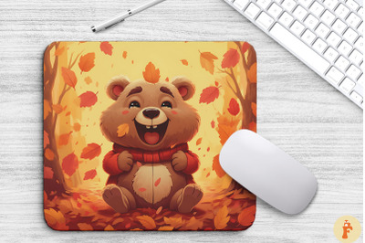 Happy Bear Laughing In Autumn Forest