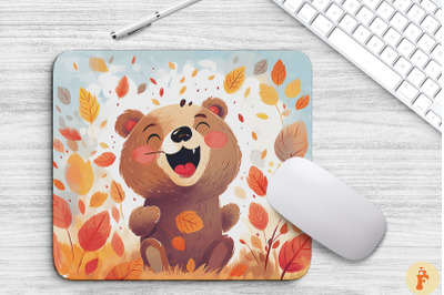 Happy Bear Laughing In Autumn Forest