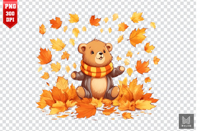 Watercolor Cute Bear Autumn Clipart