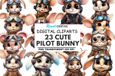 Pilot Bunny Cute Clipart