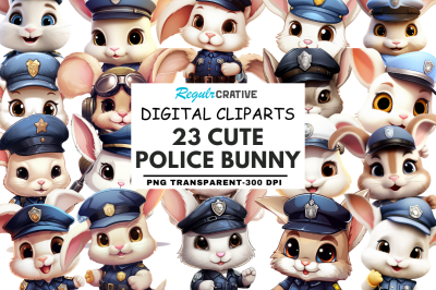 Police Bunny Cute Clipart