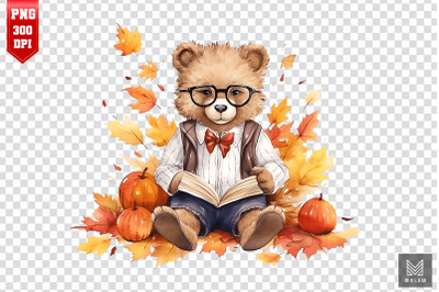 Watercolor Cute Bear Autumn Clipart