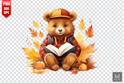 Watercolor Cute Bear Autumn Clipart