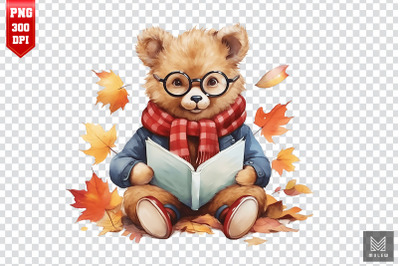 Watercolor Cute Bear Autumn Clipart