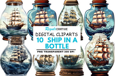 Ship in a Bottle Clipart