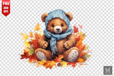 Watercolor Cute Bear Autumn Clipart