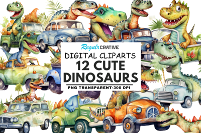 Watercolor Dinosaurs Clipart