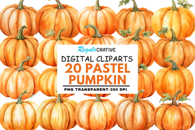 Watercolor pastel pumpkin Clipart