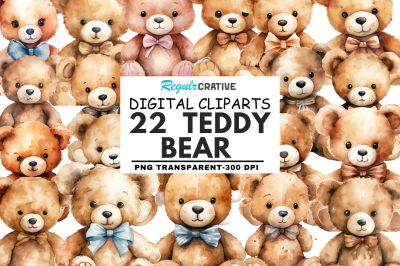 Watercolor Teddy Bear Clipart