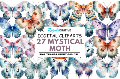 Watercolour Mystical Moth clipart