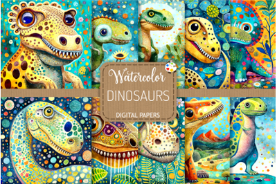 Dinosaurs - Transparent Watercolor Digital Paintings