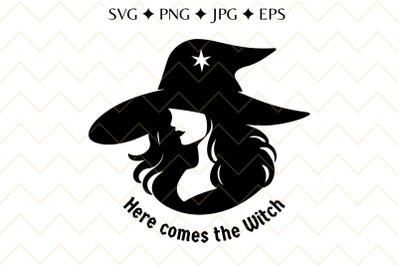 Mysterious Witch Profile Portrait SVG