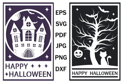 Halloween Greeting Card, 3D Paper Clipping, Cricut Cutting
