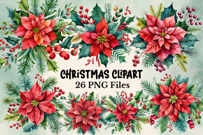 Watercolor Christmas Clipart