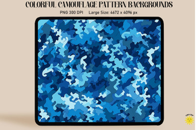 Blue Camouflage Patterns Background