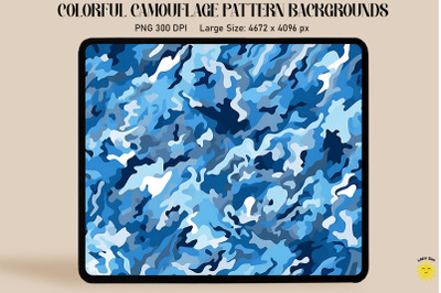 Blue Camouflage Patterns Background