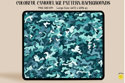 Teal Camouflage Patterns Background