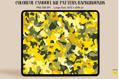 Yellow Camouflage Patterns Background