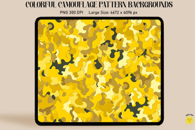 Yellow Camouflage Patterns Background