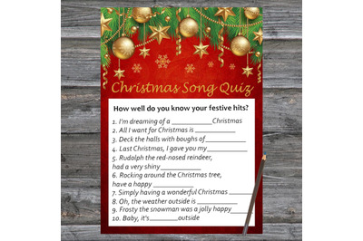 Gold toys Christmas card,Christmas Song Trivia Game Printable