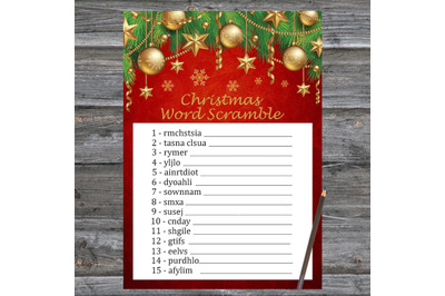 Gold toys Christmas card,Christmas Word Scramble Game Printable