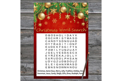 Gold toys Christmas card,Christmas Word Search Game Printable