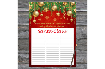 Gold toys Xmas card,How Many Words Can You Make From Santa Claus