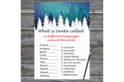 Winter Landscape Xmas card,Christmas Around the World Game Printable