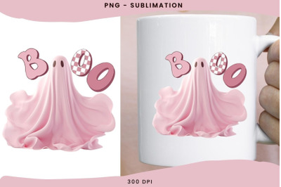 Cute Pink Halloween Ghost Digital Design