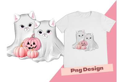 Ghost Kitten PNG Sublimation Designs for Spooky Season