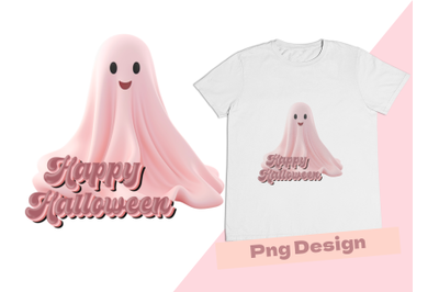Retro Pink Halloween Ghost Art