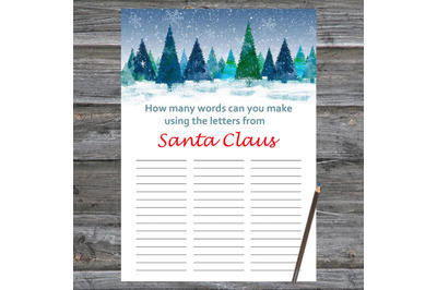 Winter forest Xmas card,How Many Words Can You Make From Santa Claus