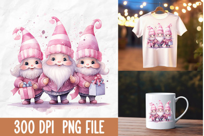 Breast Cancer Pink Gnome Family Together