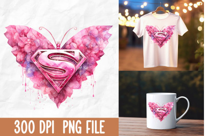 Breast Cancer Pink Superhero Butterfly