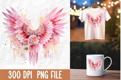 Breast Cancer Pink Angel Wings Flower