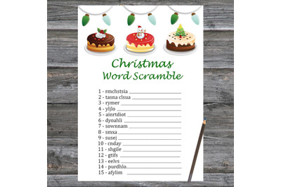 Cake Christmas card,Christmas Word Scramble Game Printable