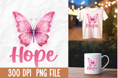 Hope Pink Glitter Butterfly Awareness