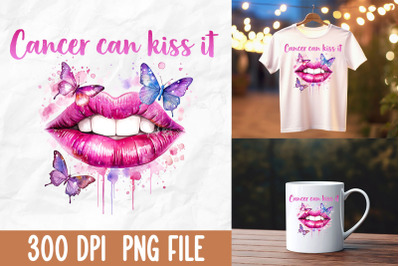 Cancer Can Kiss It Pink Glitter Lips