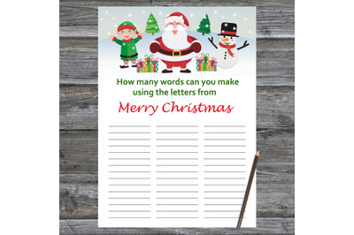 Santa Claus Xmas card,How Many Words Can You Make From Merry Christmas