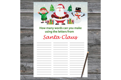 Santa Claus Christmas card,How Many Words Can You Make From SantaClaus