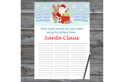 Happy Santa Christmas card,How Many Words Can You Make From SantaClaus