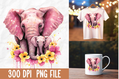 Breast Cancer Pink Mama Baby Elephant